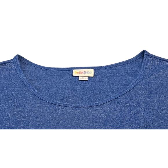 LULAROE SHORT SLV PULL-OVER RND NECK T-SHIRT/TOP, WOMENS, L (EXTRA LONG), BLUE - Picture 2 of 9